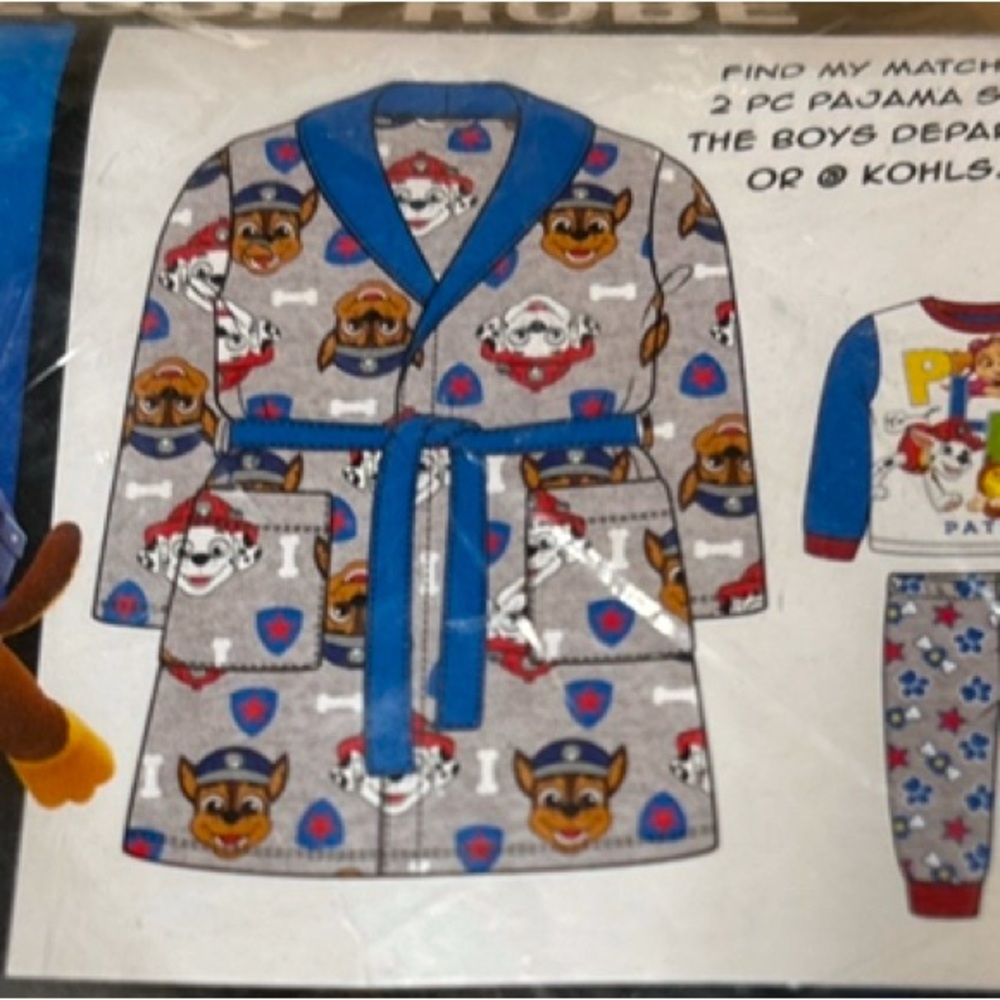 Paw Patrol Toddler Boys Robe Long Sleeve Gown 2t nwt